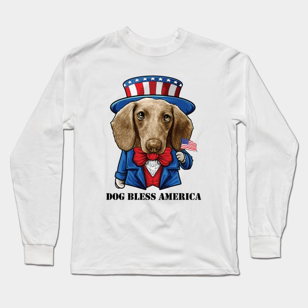 Dachshund Dog Bless America Long Sleeve T-Shirt by whyitsme